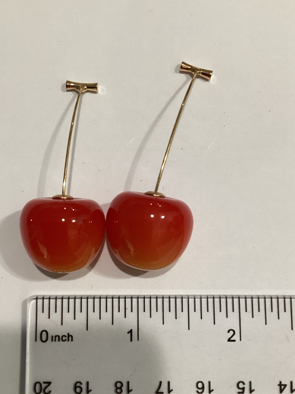 Fashion Jewelry Red Cherry Drop Earrings - Picture 2 of 3